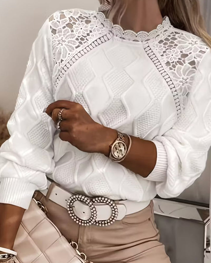 Sweater Blonde Lace Fashion Patchwork