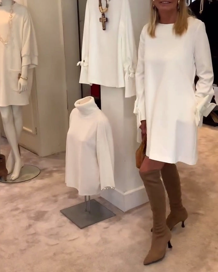 LYSANTRA – ELEGANT DRESS ROUND NECK SLEEVE BOW