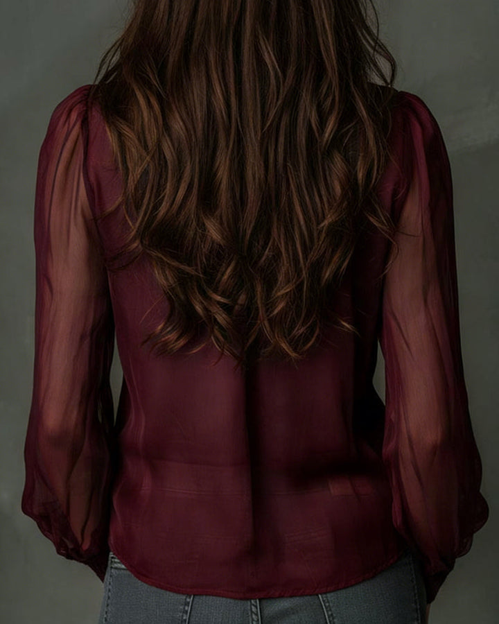 Half-Zip Blouse Long Sleeves