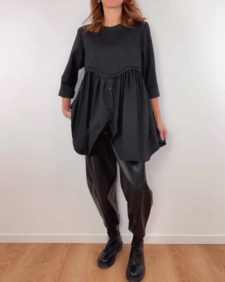 Irregular Pleated A-Line Blouse