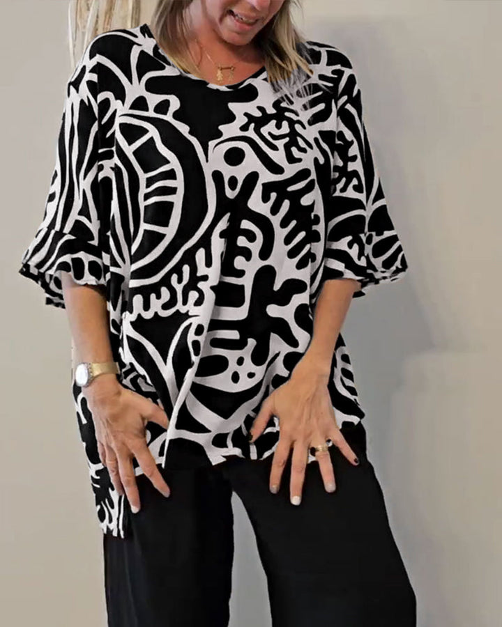 Abstract Botanical Print Top