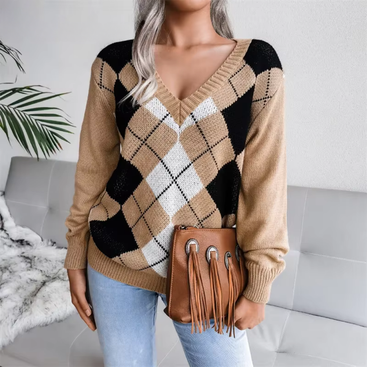 Textured V-Neck Knit Sweater