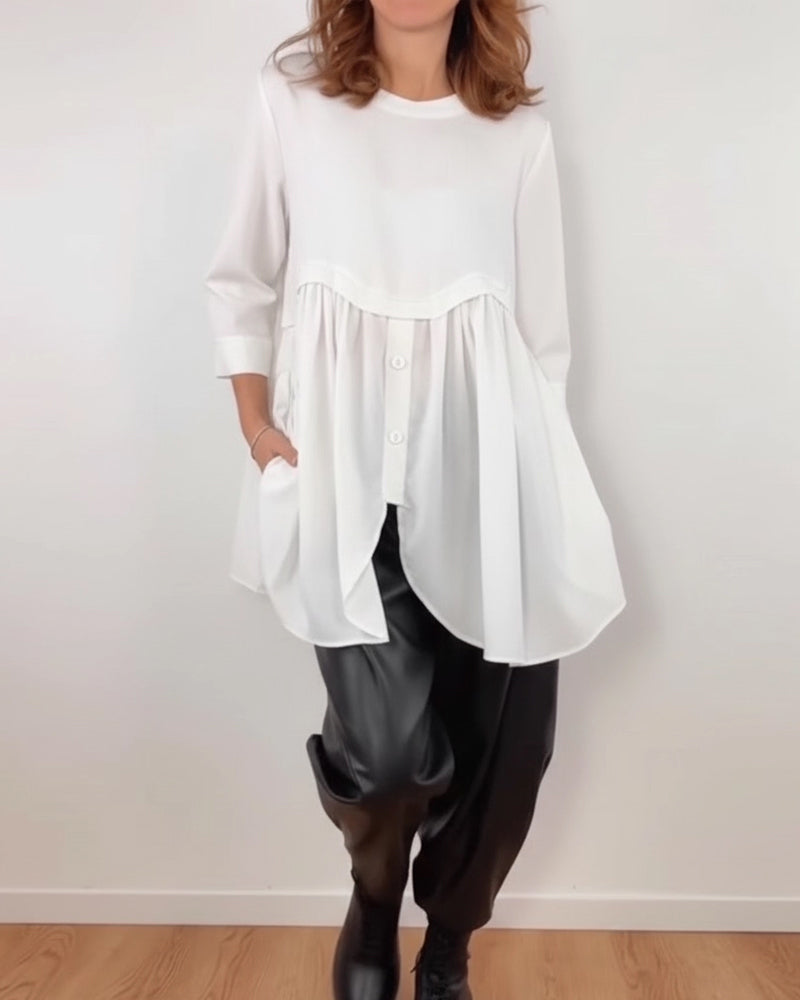 Irregular Pleated A-Line Blouse