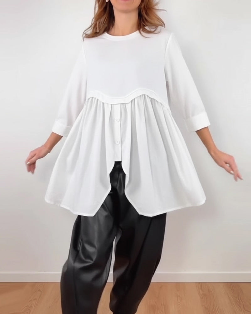 Irregular A-Line Pleated Blouse