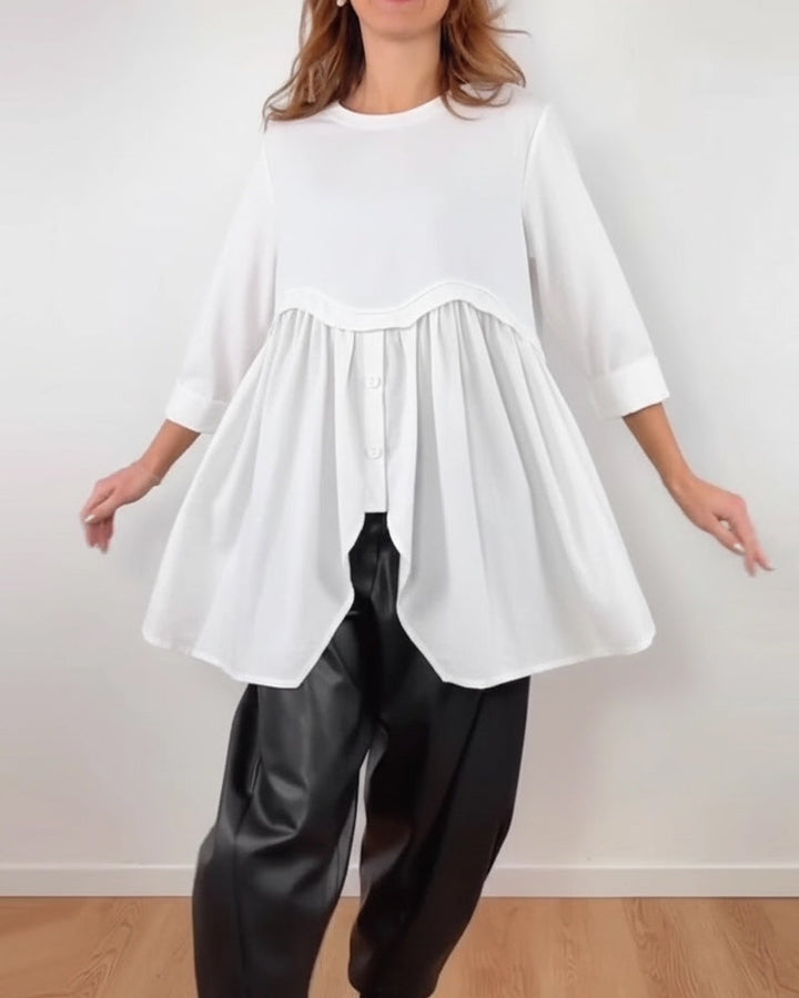 Irregular Pleated A-Line Blouse