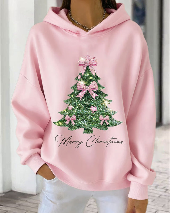 Casual Christmas Print Hoodie