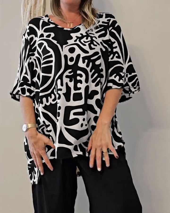 Abstract Botanical Print Top