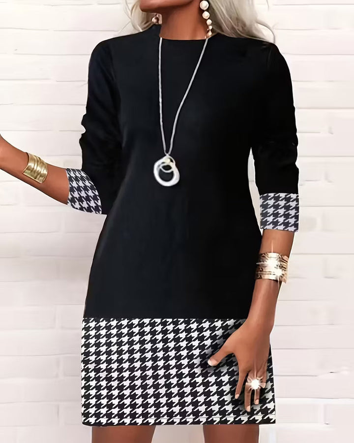 Dress Dogtooth Insert Long Sleeve