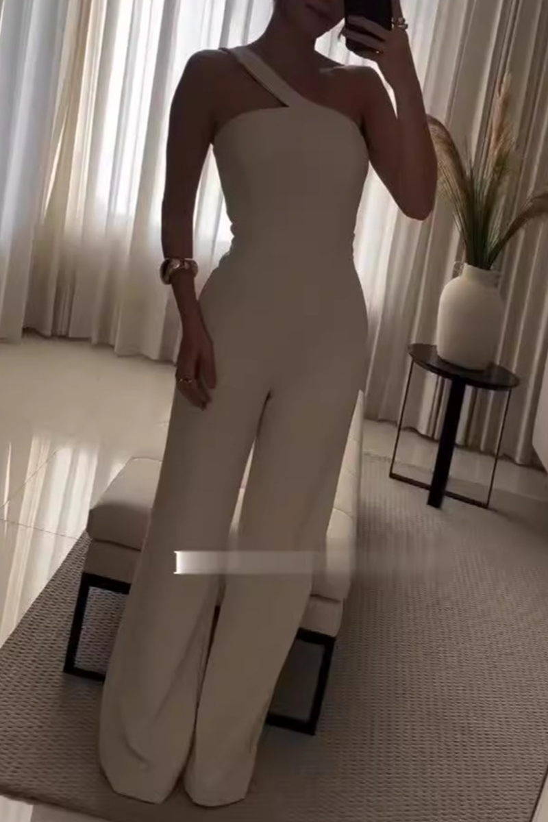 AROHA – CASUAL IRREGULAR OBLIQUE COLLAR JUMPSUIT