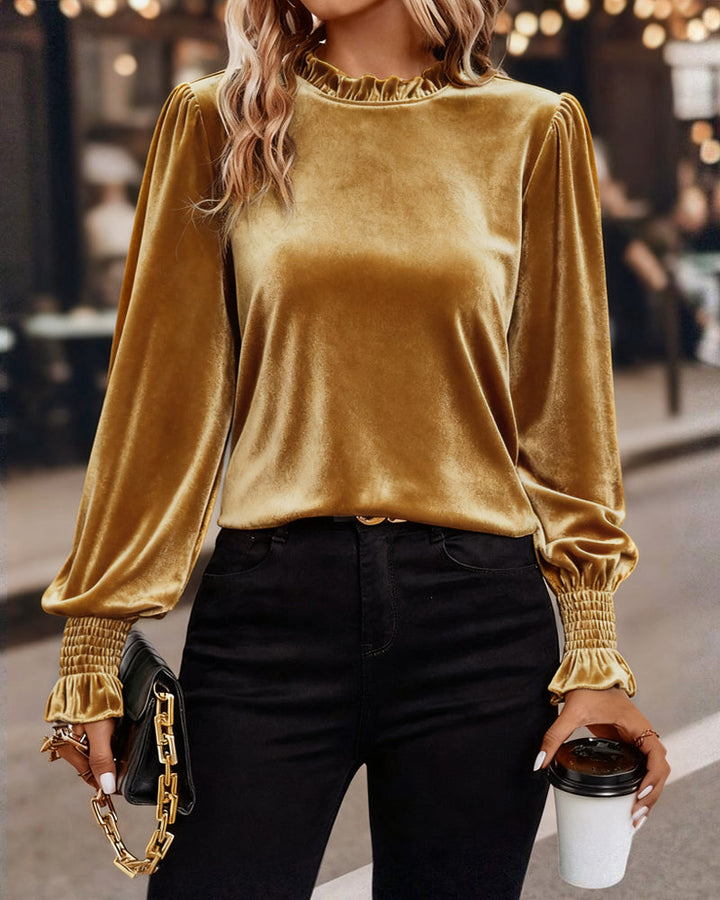 Top Crinkled Velvet Long Sleeve