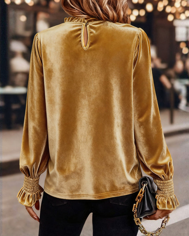 Top Crinkled Velvet Long Sleeve