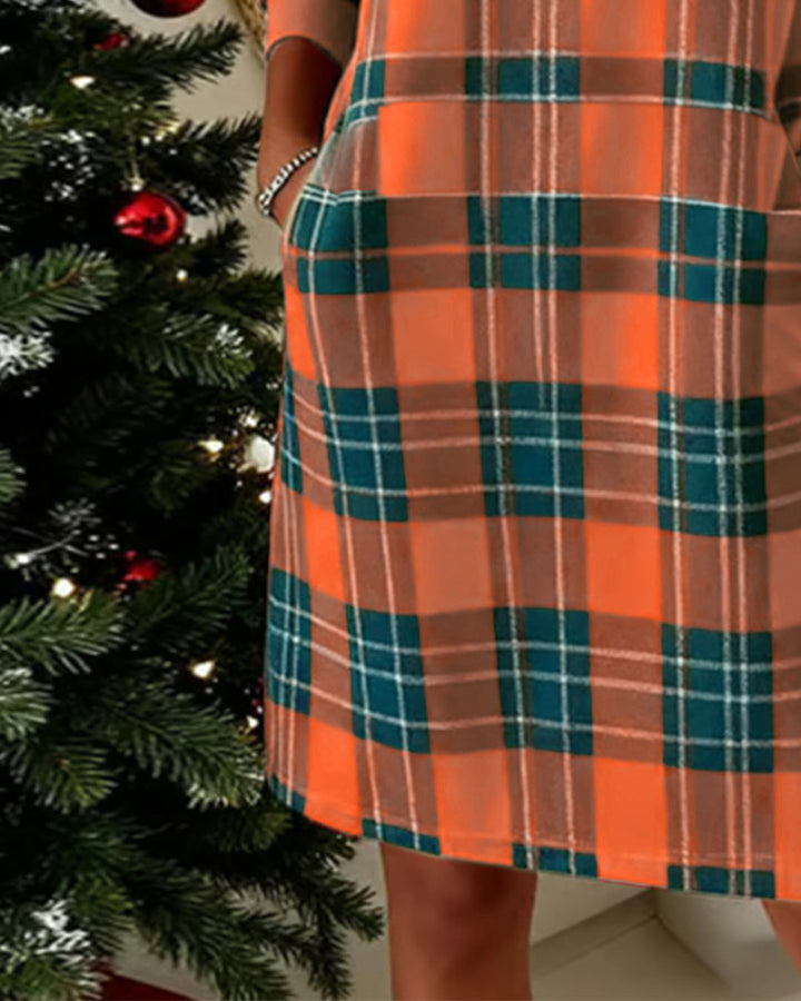 Dress Long Sleeve Checkered Sweatshirt