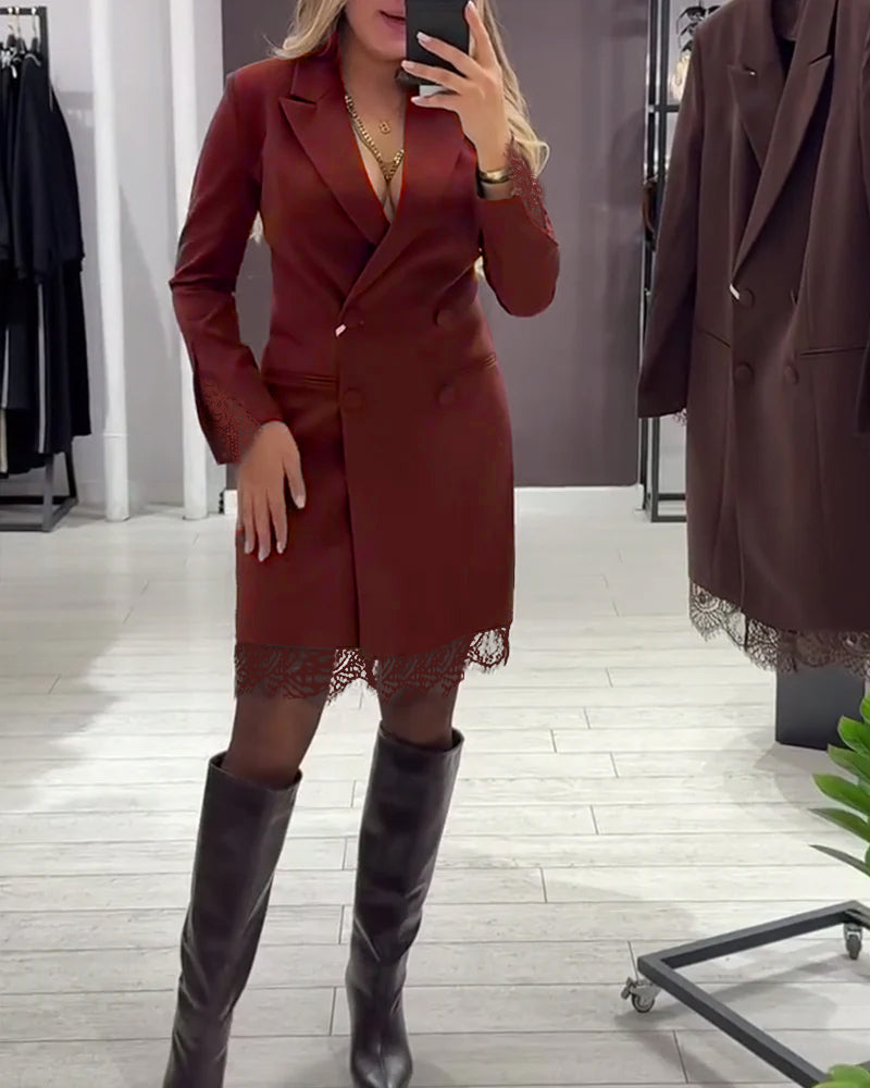 Dress With V-Neck and Inserts for Work