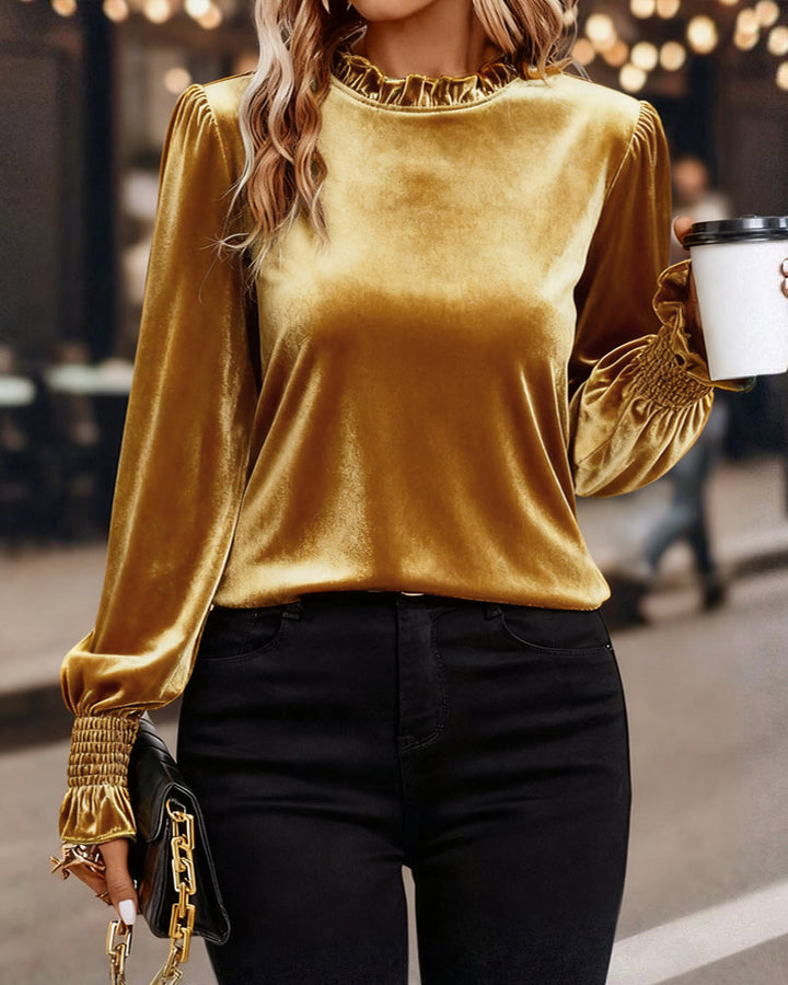 Top Crinkled Velvet Long Sleeve