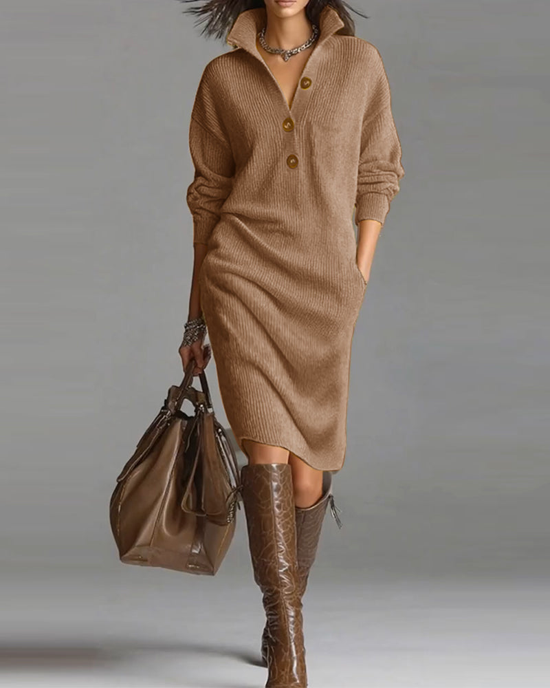 Sweater Dress Casual Solid Color Autumn and Winter