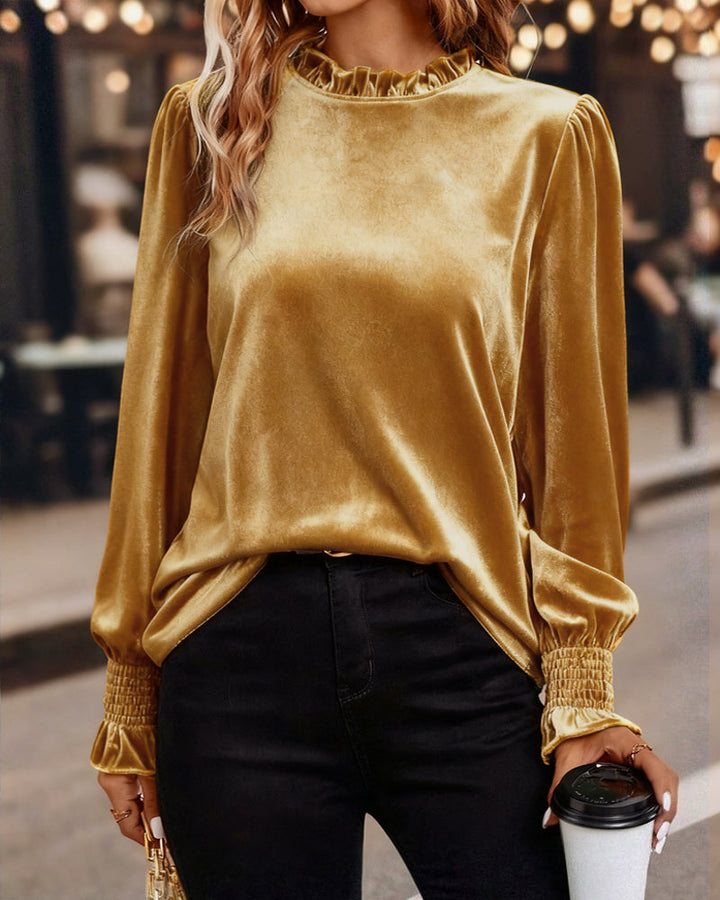 Top Crinkled Velvet Long Sleeve