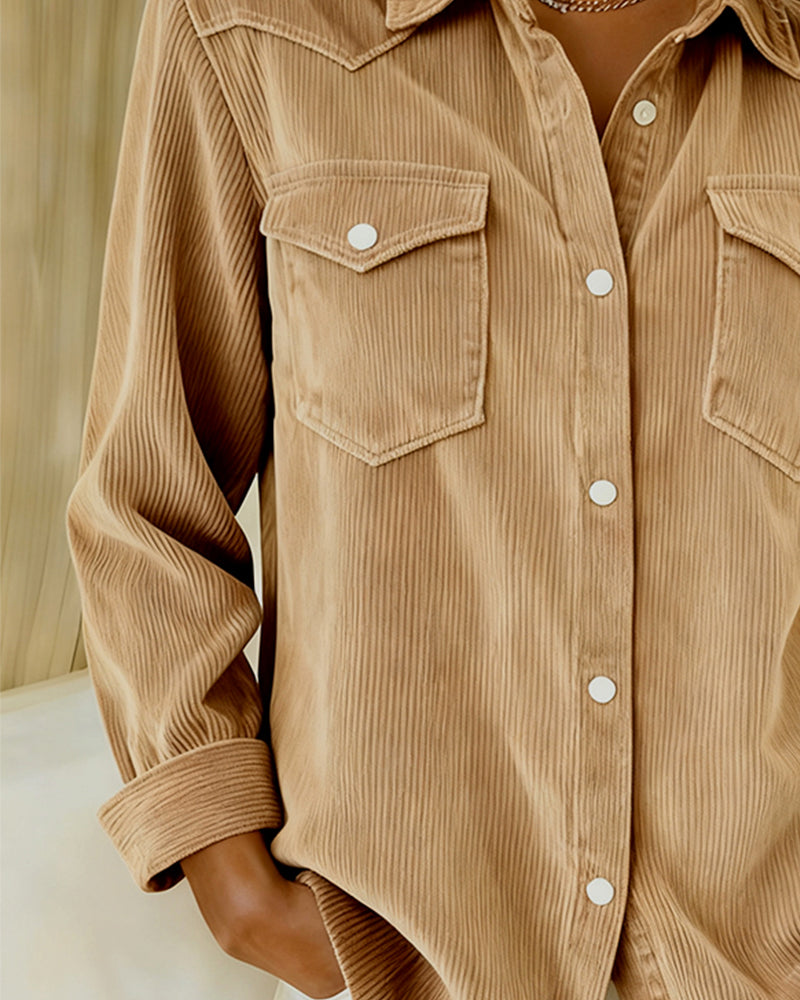 Long Sleeve Shirt With Lapel And Buttonhole