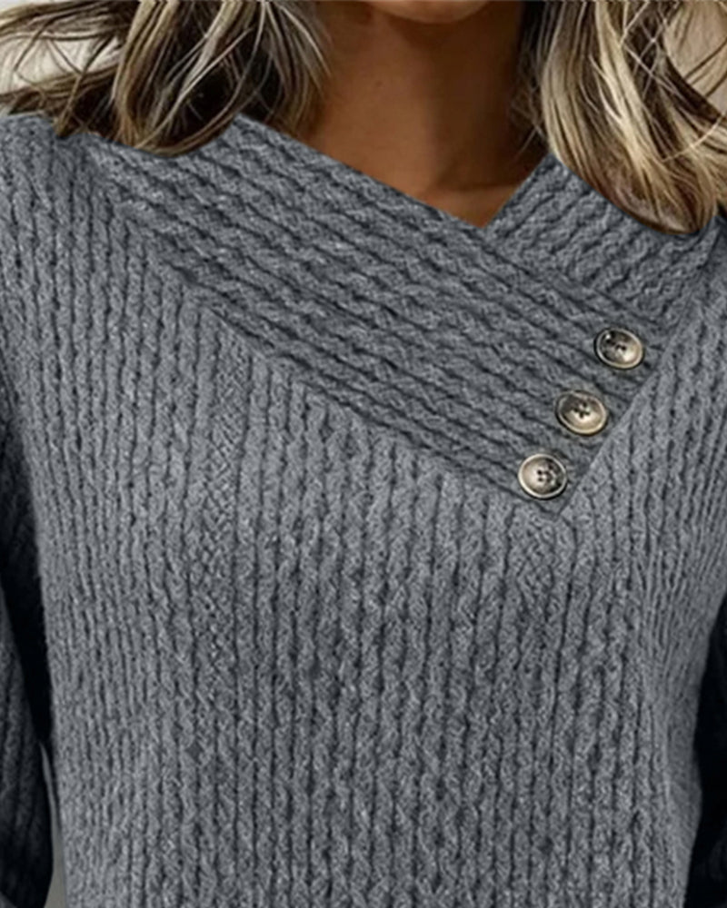 Sweatshirt with Long Sleeves Casual Solid Color