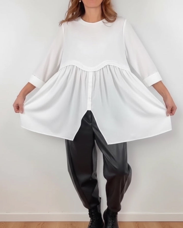 Irregular Pleated A-Line Blouse