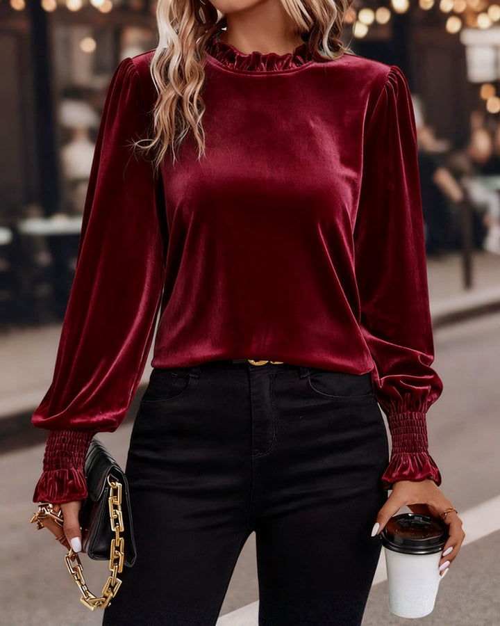 Top Crinkled Velvet Long Sleeve