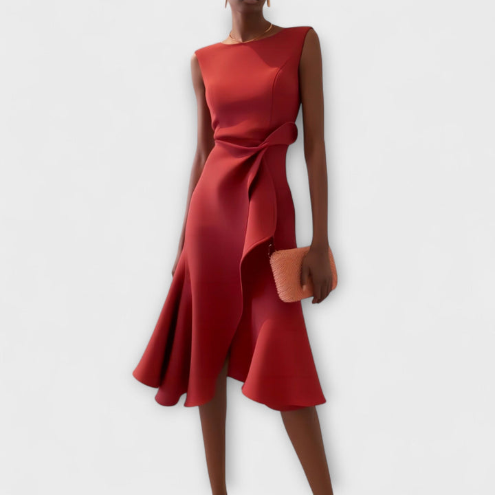 Juliette – Elegant Draped Asymmetrical Midi Dress