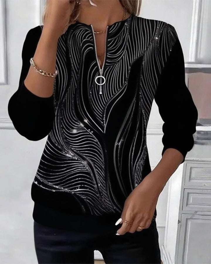 Sweatshirt with Casual Zipper Print