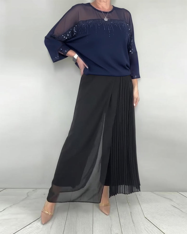 Mesh Blouse Split Loose