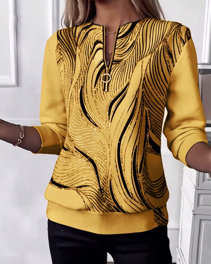 Sweatshirt with Casual Zipper Print