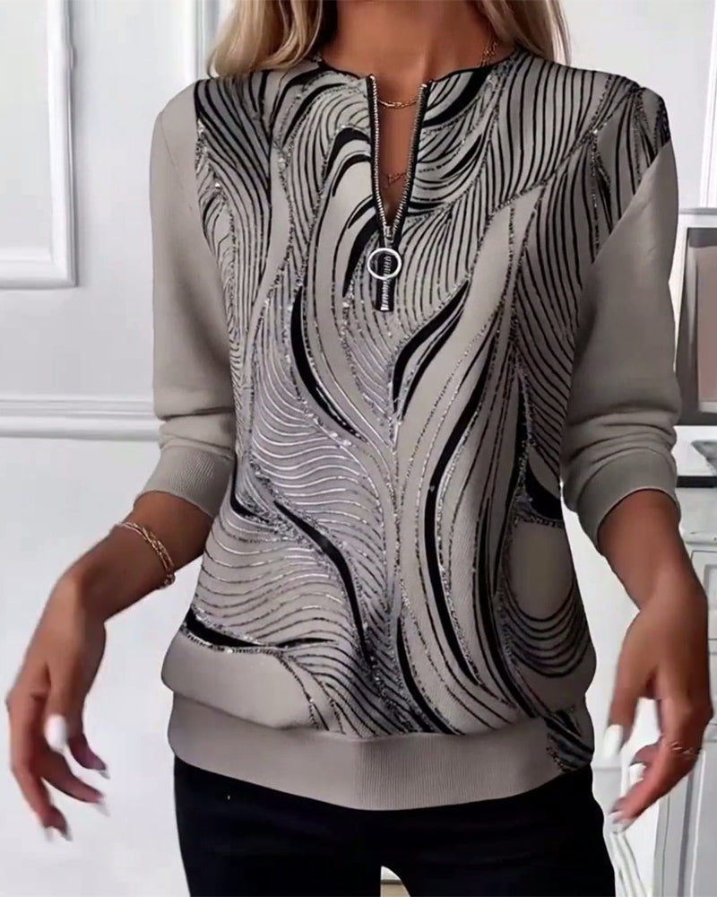 Sweatshirt with Casual Zipper Print