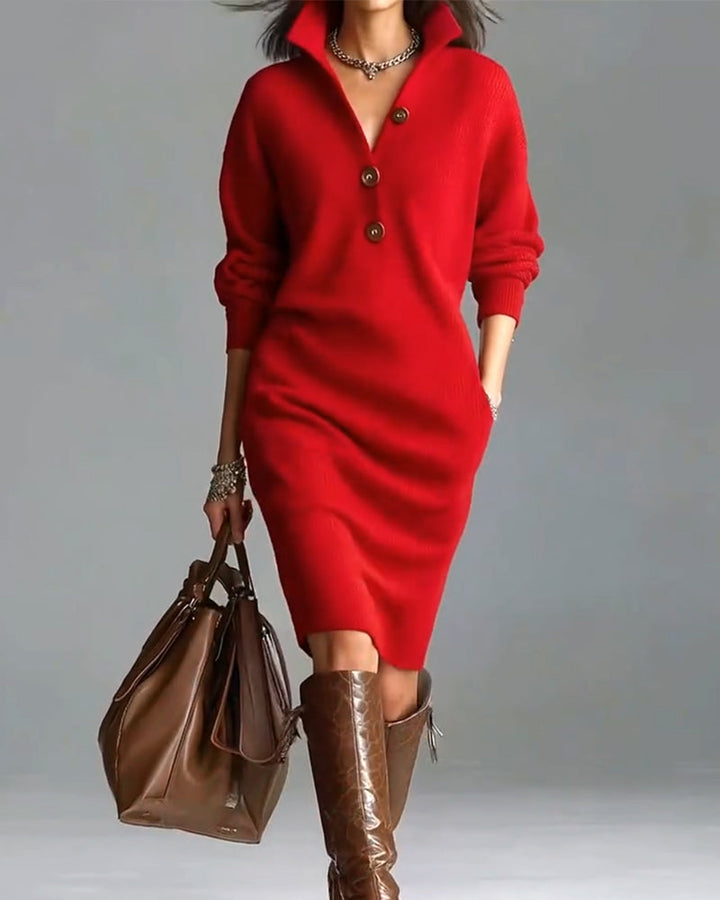 Sweater Dress Casual Solid Color Autumn and Winter