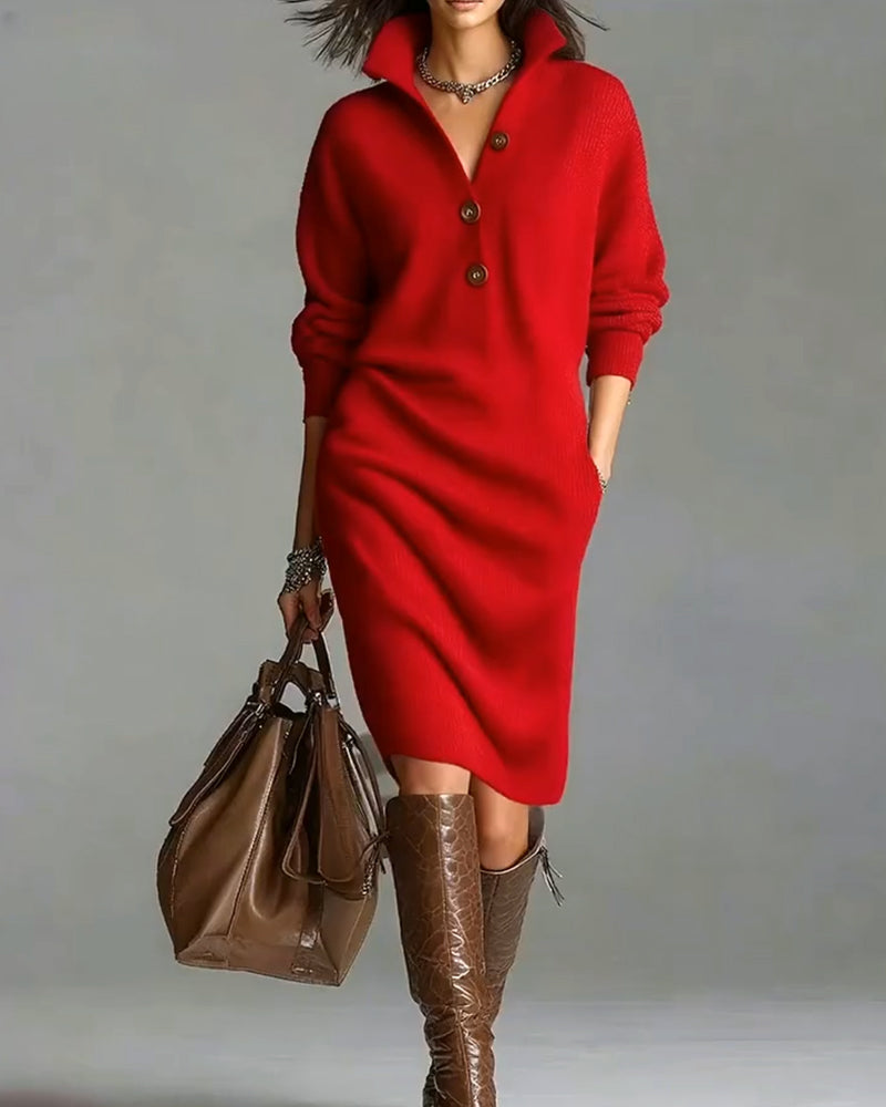 Sweater Dress Casual Solid Color Autumn and Winter