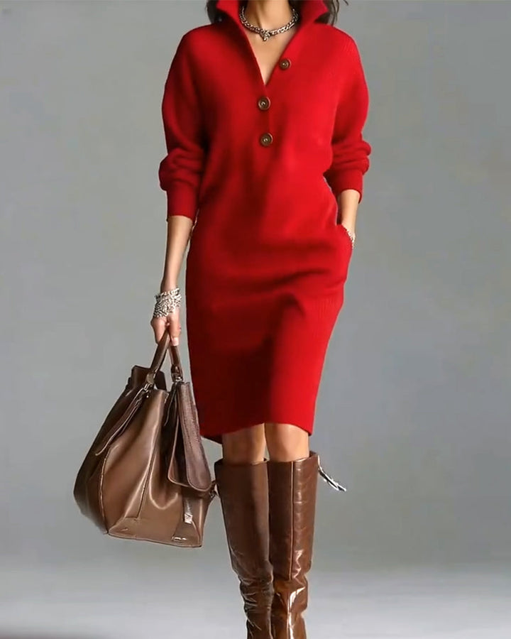 Sweater Dress Casual Solid Color Autumn and Winter