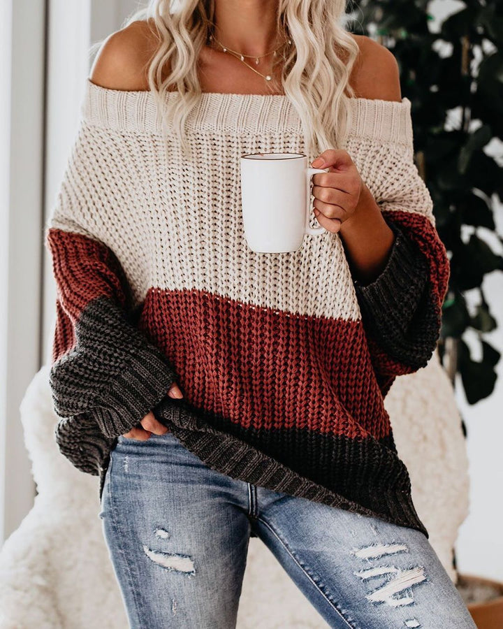 Women's Off Shoulder Casual Long Sleeve Sweater