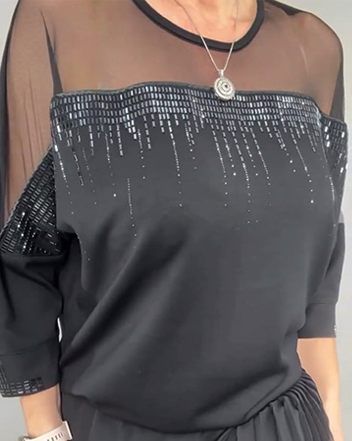 Mesh Blouse Split Loose