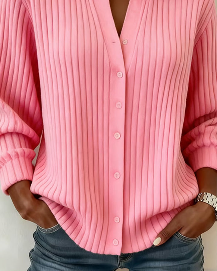 Solid Color Long Sleeve Pullover with Round Neck