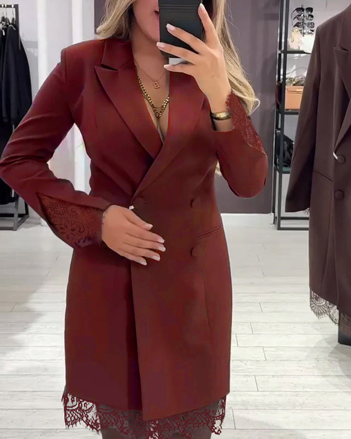 Dress With V-Neck and Inserts for Work