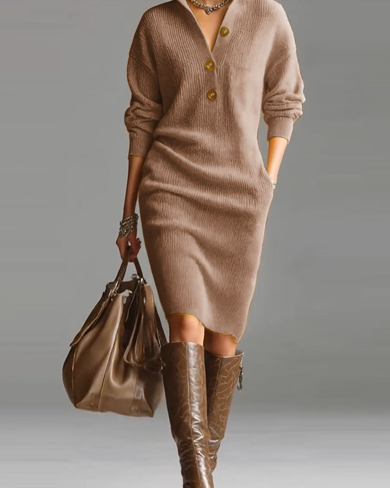 Sweater Dress Casual Solid Color Autumn and Winter