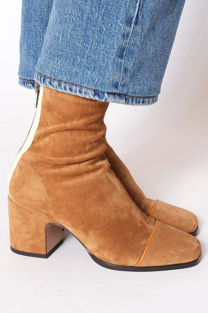 SUEDE ZIP-UP ANKLE BOOTS