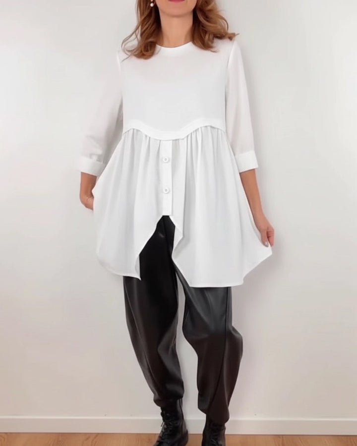Irregular A-Line Pleated Blouse