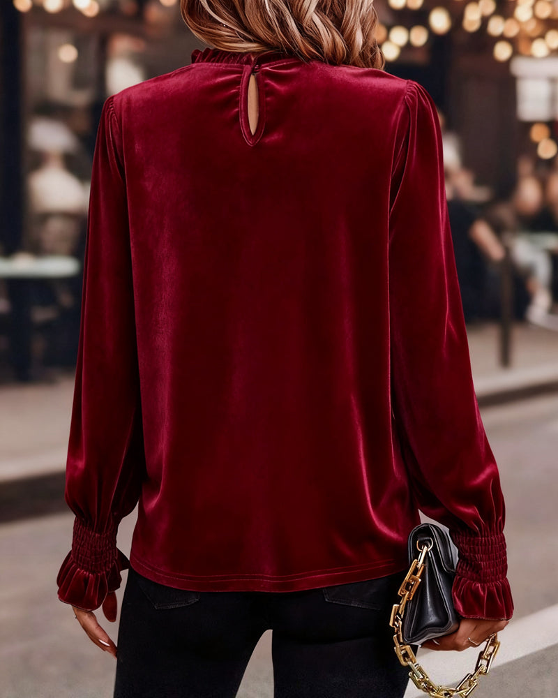 Top Crinkled Velvet Long Sleeve