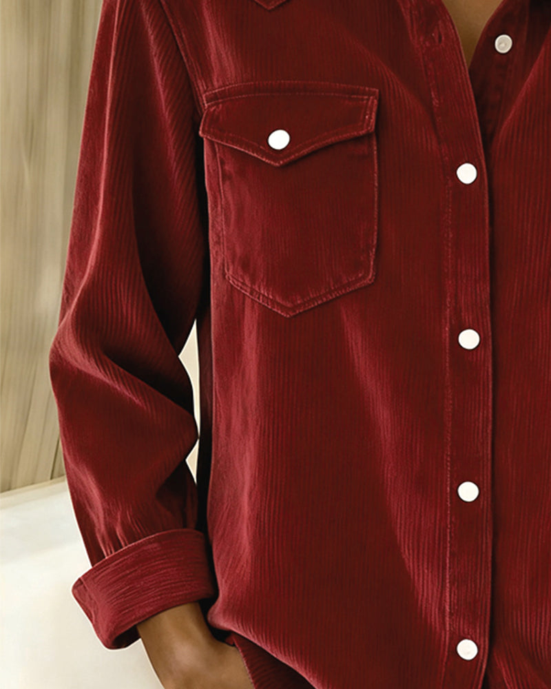 Long Sleeve Shirt With Lapel And Buttonhole