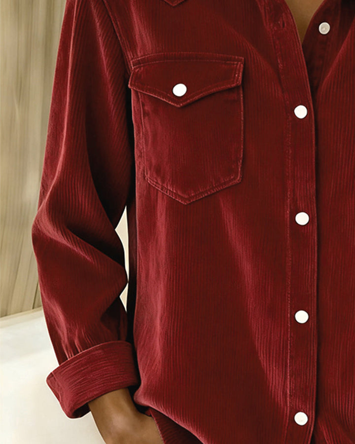 Long Sleeve Shirt With Lapel And Buttonhole