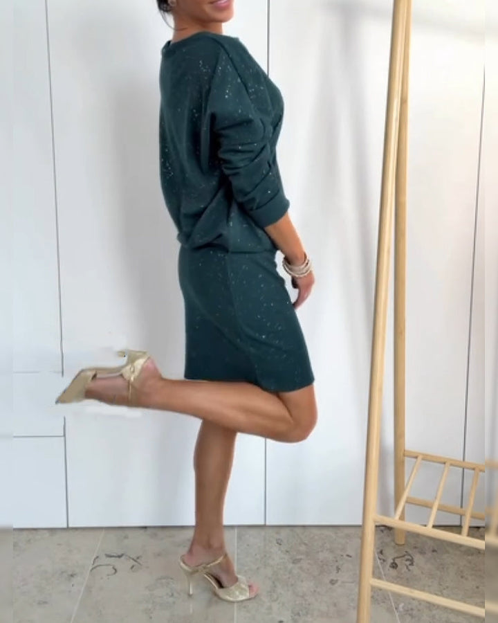 Dress Round Neck Fine Glitter Fashion