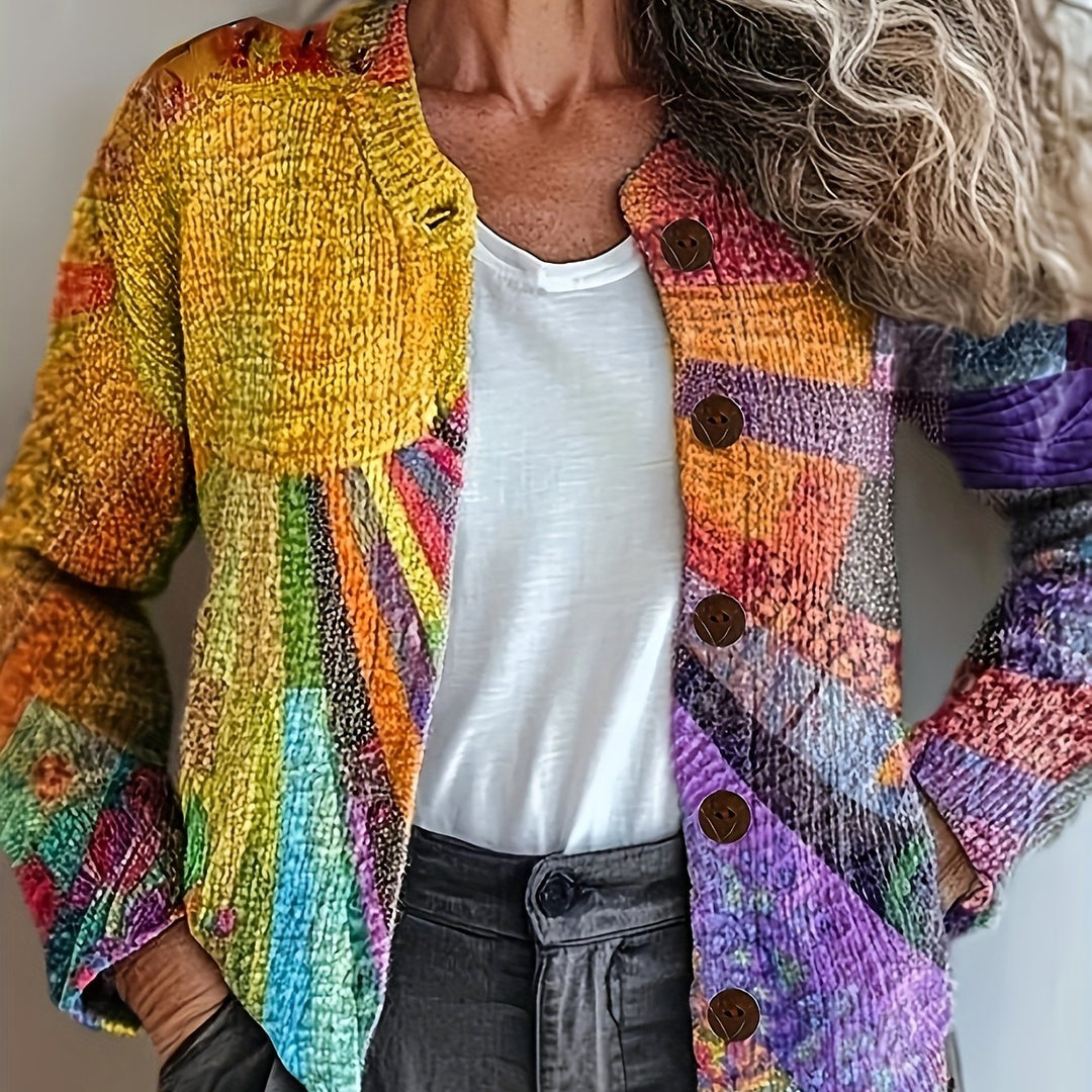 AZRIYANA – VIBRANT RAINBOW FLORAL CARDIGAN
