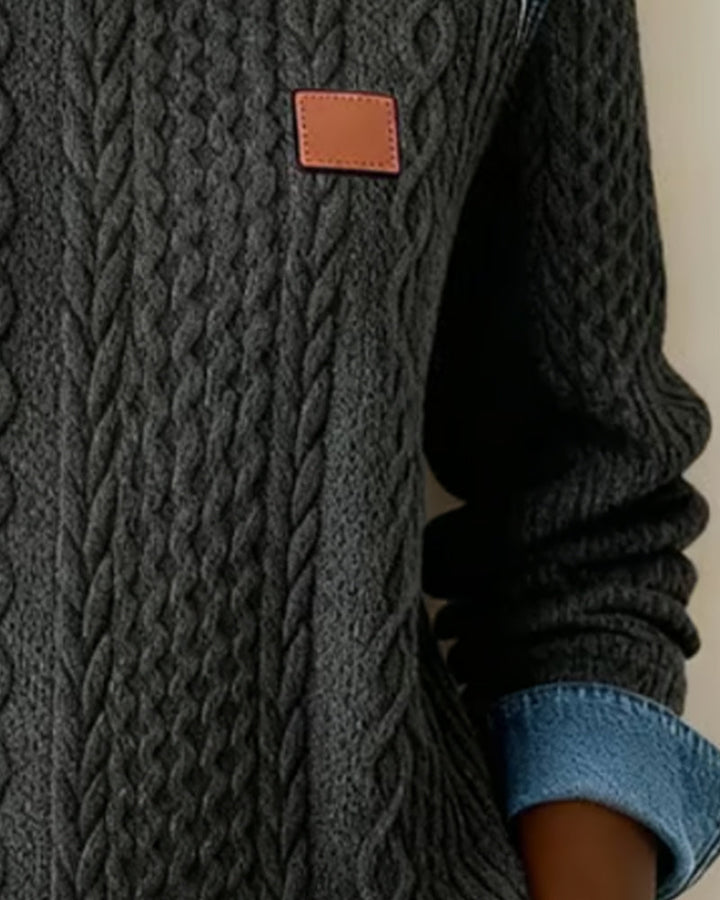 Color Blocked Sweatshirt with Round Neckline