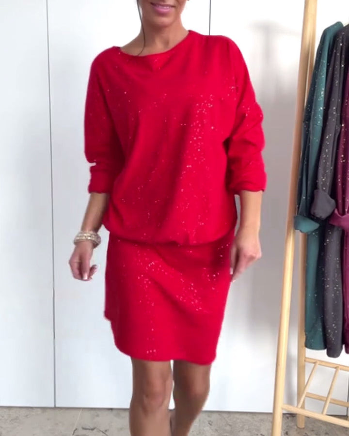 Dress Round Neck Fine Glitter Fashion