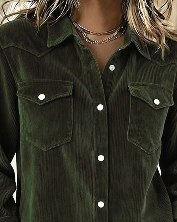 Long Sleeve Shirt With Lapel And Buttonhole