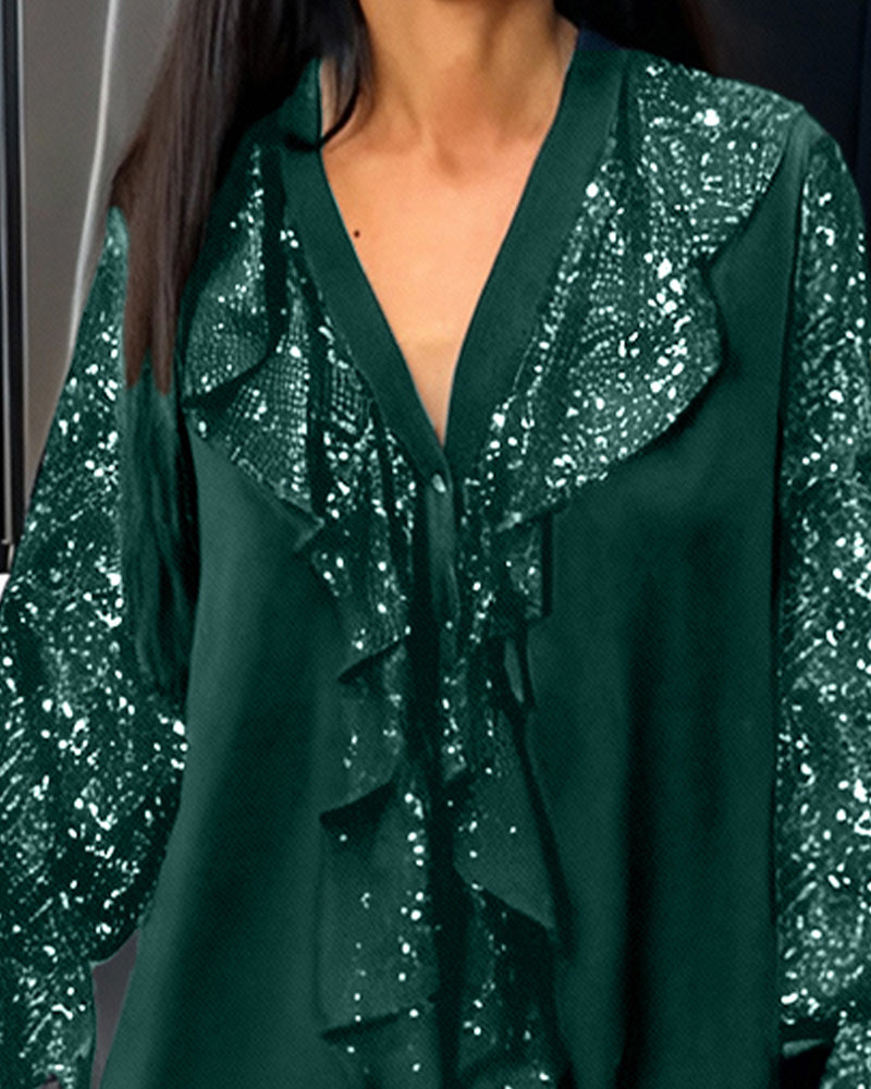 Solid Color Ruffled Blouses