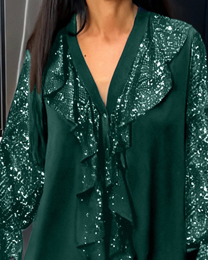 Solid Color Ruffled Blouses