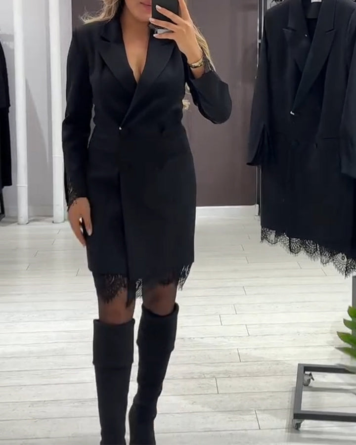 Dress With V-Neck and Inserts for Work